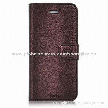 High quality linen pattern PU leather mobile phone case for iPhone, stand function design